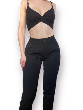 Simple project black straight leg trouser